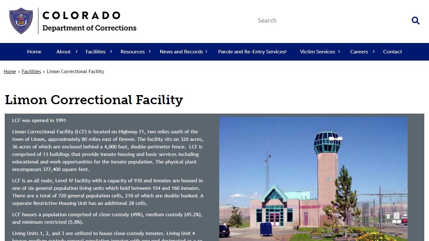Limon Correctional Facility | Department of Corrections
